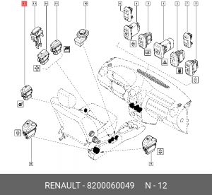 ВЫКЛЮЧАТЕЛЬ ОБОГРЕВА СИДЕНЬЯ 8200060049 8200060049 RENAULT