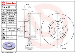 Диск тормозной 09.A621.11 09.A621.11 BREMBO