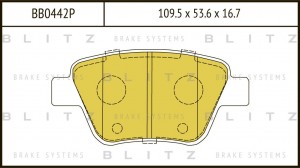 Колодки тормозные дисковые задние AUDI A3 12-SKODA Yeti 09-VW Golf/Jetta/Touran  BB0442P BLITZ