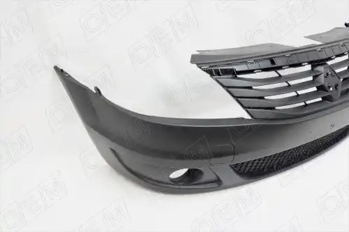 Бампер передний Renault Logan 1 2009-2014, под ПТФ, с решеткой радиатора OEM0564 OEMPARTS