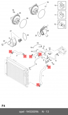 Хомут CHEVROLET патрубка системы охлаждения OE 94530096 GENERAL MOTORS