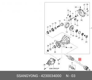 Привод SSANGYONG Actyon (10-) (D20F/22,G20D) (AWD) колеса заднего левый/правый ( 42300-34000 SSANG YONG