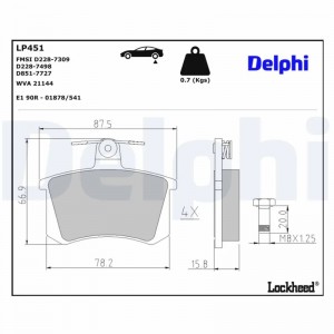 LP451 колодки дисковые з.\ Audi 80/90/100/A4/A6/A8 <98 LP451 DELPHI
