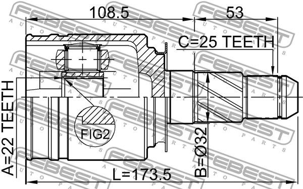 ШРУС внутр правый INFINITI FX45/35 S50 2002.11- 0211-FX35RH 0211-FX35RH FEBEST