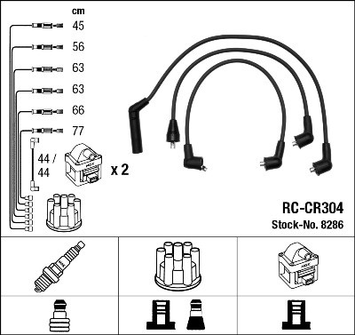 RC-CR304 к-кт проводов! 7 пров.\ Chrysler/Plimouth Voyager 3.0 95> RC-CR304 NGK