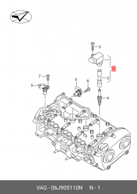 Катушка зажигания с наконечником 06J 905 110 N VAG