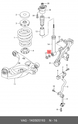 Шайба AUDI A3 (08-16) уплотнительная OE 1K0 505 193 VAG