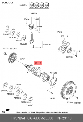 Вал коленчатый HYUNDAI Elantra (16-),i40 (12-) (2.0) OE 6D0562EU00 HYUNDAI KIA