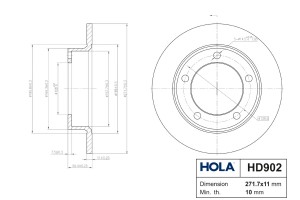 Диск тормозной для а/м ВАЗ 2121 "HOLA"  2шт HD902 HOLA