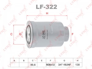 фильтр топливный!\ Ford Ranger, Mazda BT-50 2.5-3.0TDCi 06-15 LF-322 LYNXAUTO