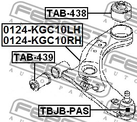 Сайлентблок задний переднего рычага TAB-438 FEBEST