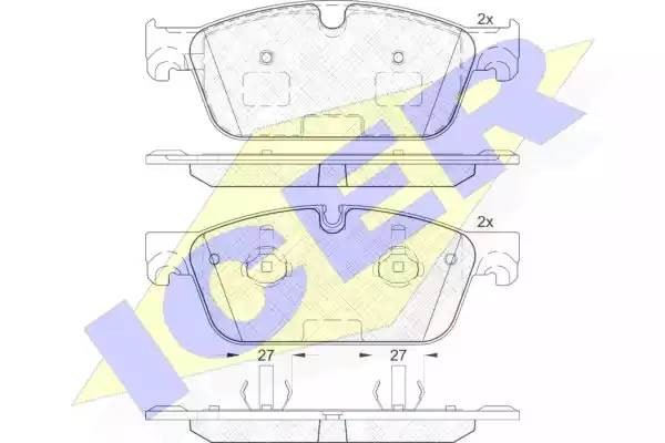 182105 колодки дисковые передние!\ MB GL X166 3.0-4.5/2.2CDI 12> 182105 ICER