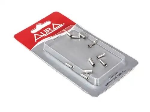 Клемма-втулка металлическая 4 кв.мм черная (10шт.) AURA APT4400 AURA