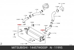 Кольцо уплотнительное патрубка интеркуллера 14457W000P 14457W000P MITSUBISHI