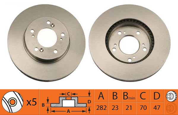 Диск тормозной передний HONDA CR-V I 2.0 9502/H-RV 97 BR28108T BR28108T SB NAGAMOCHI