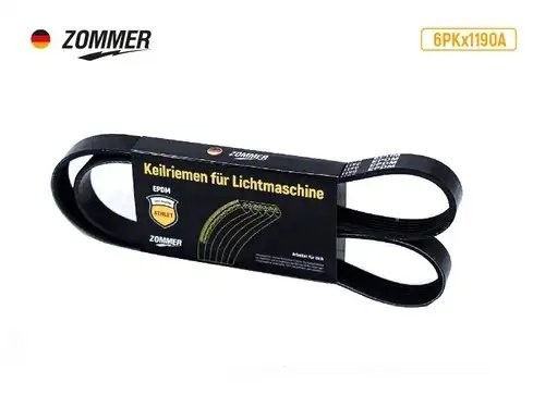Ремень 1190 (6РК) привода насоса ГУР дв. 409 УАЗ Хантер EPDM 6PK1190A ZOMMER