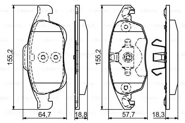Колодки тормозные PEUGEOT Partner (09-) CITROEN Berlingo (05-) передние (4шт.) B 0 986 494 235 BOSCH