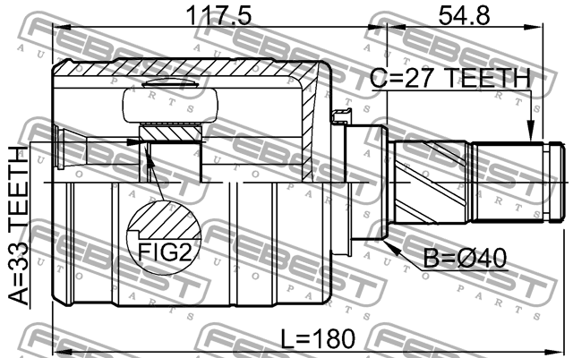 ШРУС внутренний левый 33X40X27 0211-JJ10ELH FEBEST