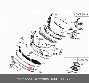 НАКЛАДКА БАМПЕРА A2228851600 MERCEDES BENZ
