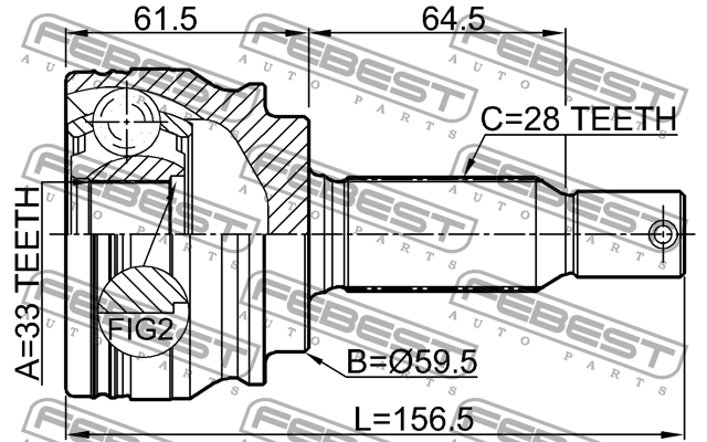 ШРУС внешн (33x59.5x28) MITSUBISHI ASX GA# 2010- 0410-GA 0410-GA FEBEST