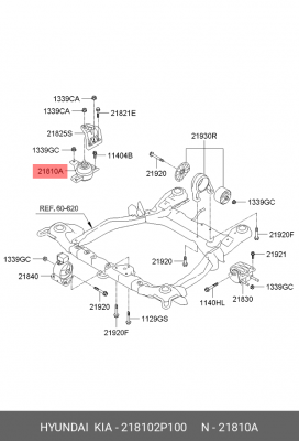 Опора двигателя HYUNDAI Santa Fe (09-) KIA Sorento (09-) правая OE 218102P100 HYUNDAI KIA