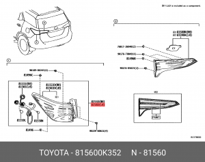 Лампа 81560-0K352 81560-0K352 TOYOTA