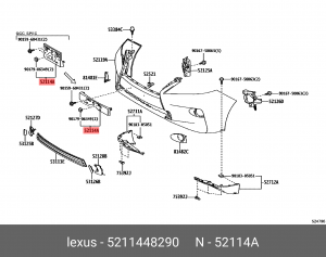кронштейн бампера! переднего\ Lexus RX270/350 12> 52114-48290 TOYOTA