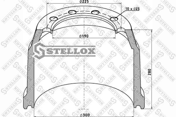 барабан тормозной !300x200 H=280 d=225x190 n10x23\SAF 85-00192-SX STELLOX