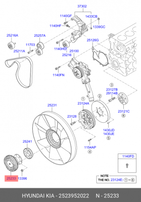 Вискомуфта HYUNDAI HD120 дв.D6GA ЕВРО-4 привода вентилятора OE 2523952022 HYUNDAI KIA