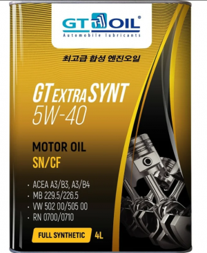 Масло моторное GT OIL GT EXTRA SYNT API SN/CF 5W40 синт.4л 8809059407417 GT OIL