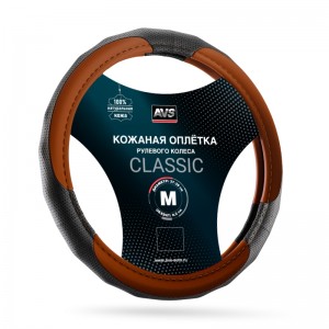 оплетка на руль! нат. кожа, GL-910M-BBR, размер M, черный-коричневый\ A78671S AVS