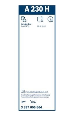 Щетка стеклоочистителя задняя AEROTWIN A230H 230 мм Mercedes A-Class [176] 33970 3 397 006 864 BOSCH
