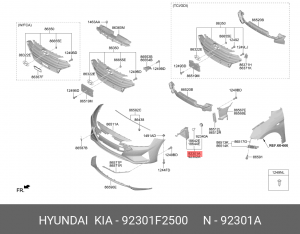 Указатель поворота HYUNDAI Elantra (19-) левый (в бампер) OE 92301F2500 HYUNDAI KIA