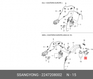Кронштейн SSANGYONG Rexton (07-) (D27) фильтра топливного OE 2247208002 SSANG YONG