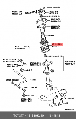 ПРУЖИНА ПОДВЕСКИ  48131-0KL40 48131-0KL40 TOYOTA