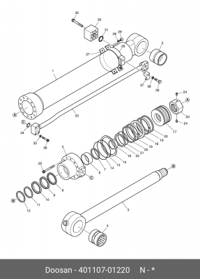 401107-01220 Ремкомплект г/ц стрелы K9001878, 401107-00229A 401107-01220 DOOSAN