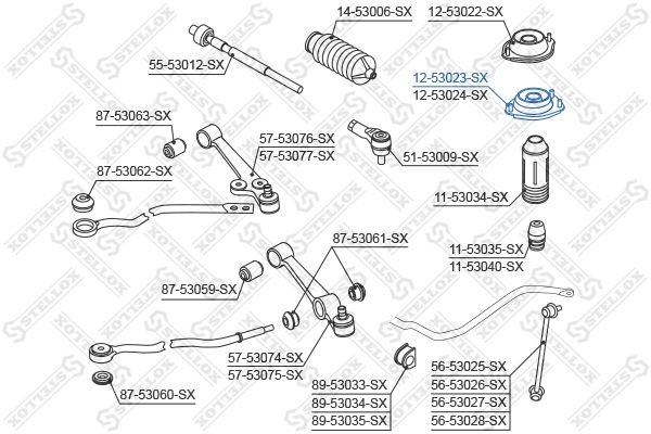 опора амортизатора переднего левого! VIN: 020708>\ KIA Rio 02> 12-53023-SX STELLOX