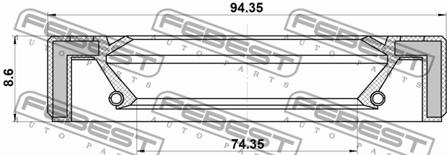 Сальник коленвала TOYOTA COROLLA AE11#,CE11#,EE111 1995.05-2000.08 95GAY-7694090 95GAY-76940909L FEBEST