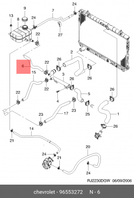 Патрубок CHEVROLET Lacetti нижний OE 96553272 GENERAL MOTORS