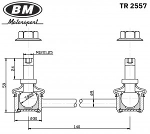 Стойка стабилизатора заднего, правая/левая TR2557 TR2557 BM MOTORSPORT