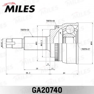 ШРУС наружный TOYOTA CAMRY V51/V50 2011- GA20740 GA20740 MILES