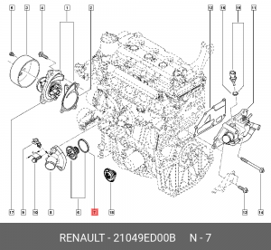 Прокладка термостата 21049ED00B 21049ED00B RENAULT
