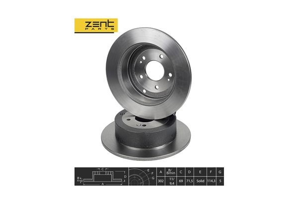 диск тормозной задний!\ Kia Sorento, Hyundai SantaFe 2.4/2.0CRDi-2.2CRDi 09> Z06163 ZENTPARTS