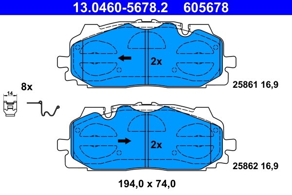13.0460-5678.2 колодки дисковые передние!\ Audi A4/A5/Q5/Q7 1.4TFSI-2.0TFSI/2.0T 13.0460-5678.2 ATE
