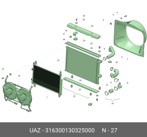 Патрубок УАЗ-3163 (18-) радиатора комплект (ОАО УАЗ) 316300130325000 UAZ UAZ