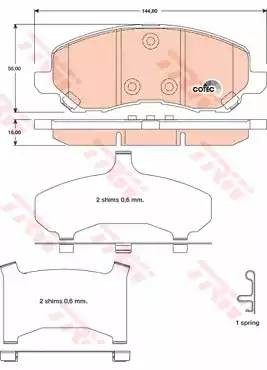 Колодки передние CHRYSLER SEBRING (JS), DODGE CALIBER, MITSUBISHI ASX GDB4142 GDB4142 TRW