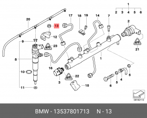 гайка кронштейна форсунки!\BMW E87/E46/E90/E91/E92/ E93/E39/E60 13 53 7 801 713 BMW