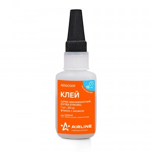 Клей супер цианакрилатный EXTRA STRONG, 1 шт., 20 гр., флакон с носиком (ADGC009 ADGC009 AIRLINE