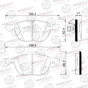 Колодки тормозные дисковые Avantech передние (противоскрипная пластина в компл.) AV113 AVANTECH
