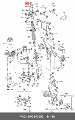 болт опоры стойки амортизатора! М10Х25\ VAG N 908 476 02 VAG